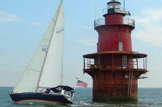 Middle Ground Lighthouse and Jubilee Sailing Vessel